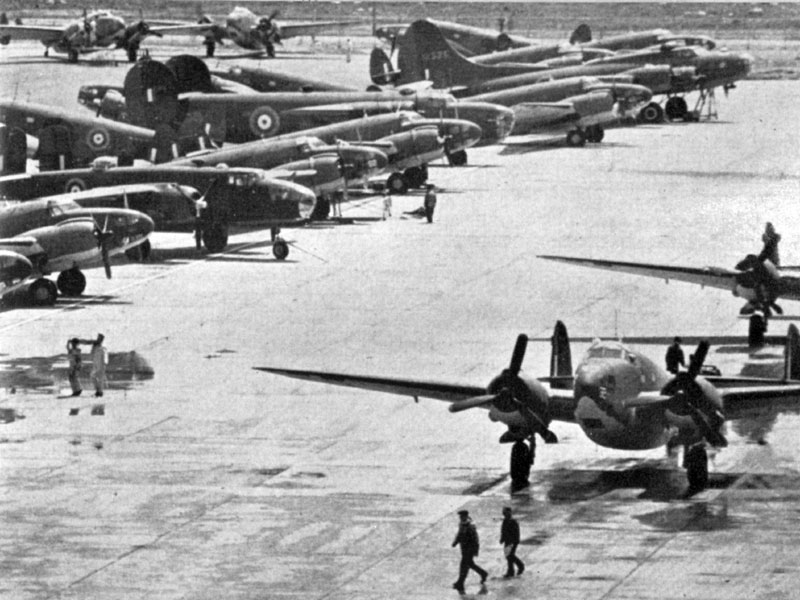 Photo: Tough to find a parking spot at Dorval circa 1941! Mainly Hudsons, but there are a few Mitchell B-25s in the lineup.