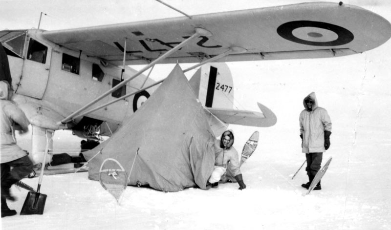 Photo: Camping under the Norseman's wing after being forced down at 'Crystal Zero'