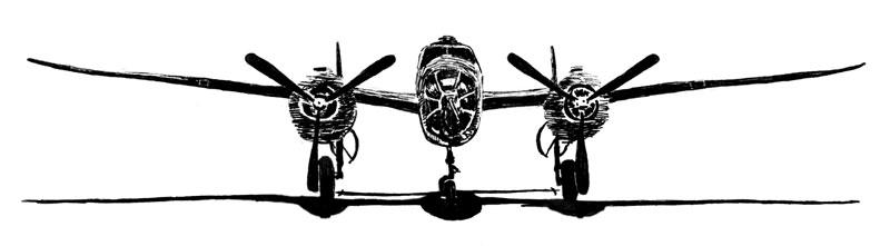 Illustration: front view of the Mitchell B-25 (DMK)