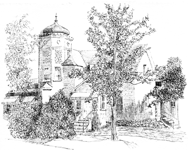 Ink Drawing of House in Quebec
